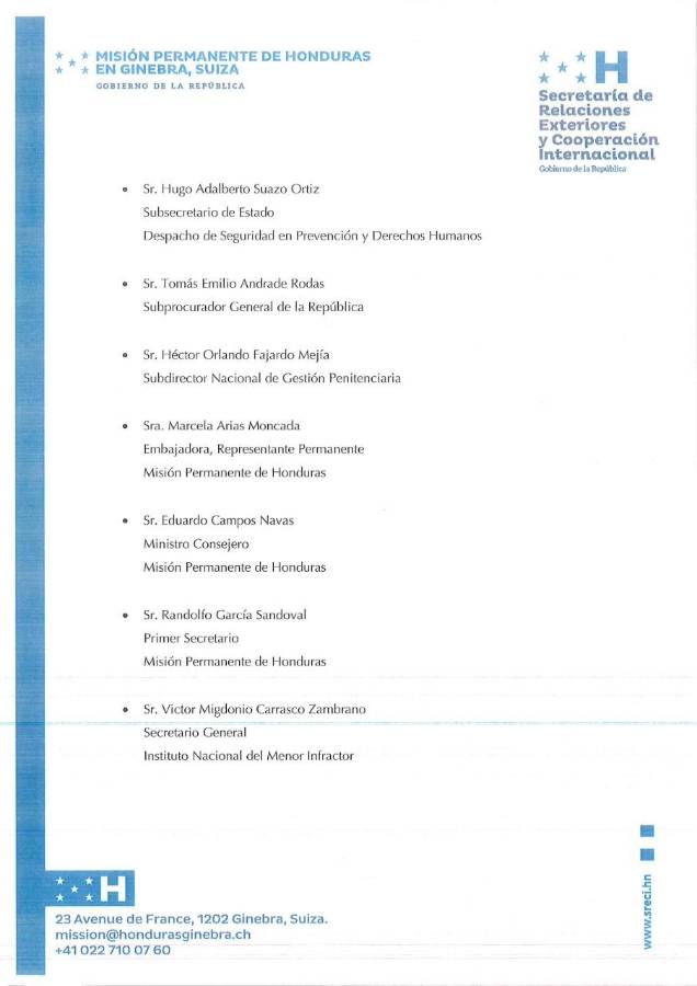 21 funcionarios viajaron a la Convención contra la Tortura de la ONU en Suiza