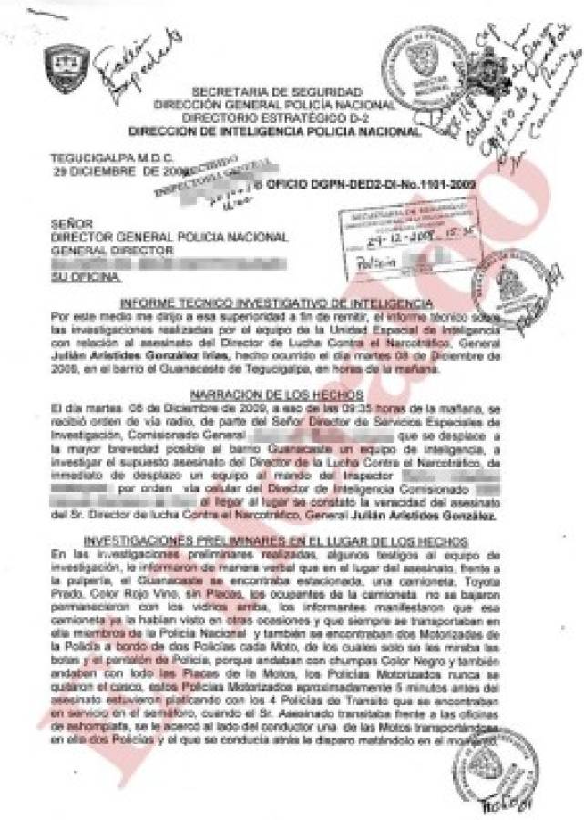 Este es el informe que pone en evidencia como la cúpula policial del 2009 planificó y ejecutó el asesinato del zar antidrogas.