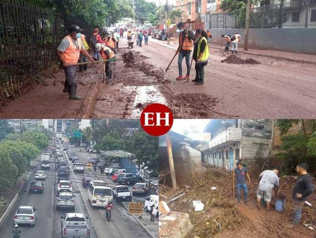 VIDEOS: Labores de limpieza, caos vehicular y enormes daños en Tegucigalpa