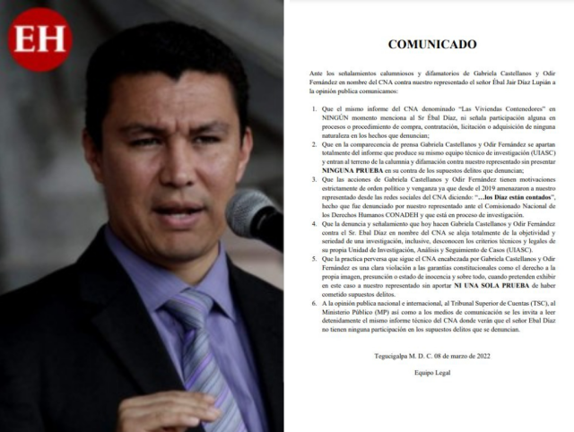 Defensa de exministro ante denuncia del CNA: “Informe en ningún momento menciona a Ebal Díaz”