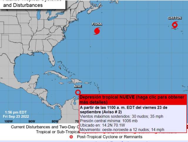 Así luce actualmente la ubicación de la depresión tropical.