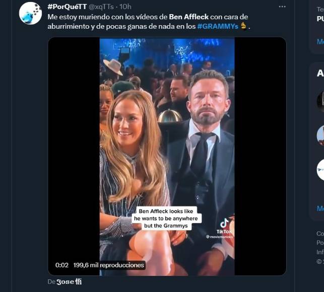 Cara de Ben Affleck en los Grammy deja imperdibles memes