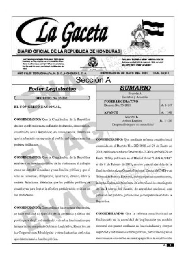 La nueva Ley Electoral de Honduras publicada en La Gaceta