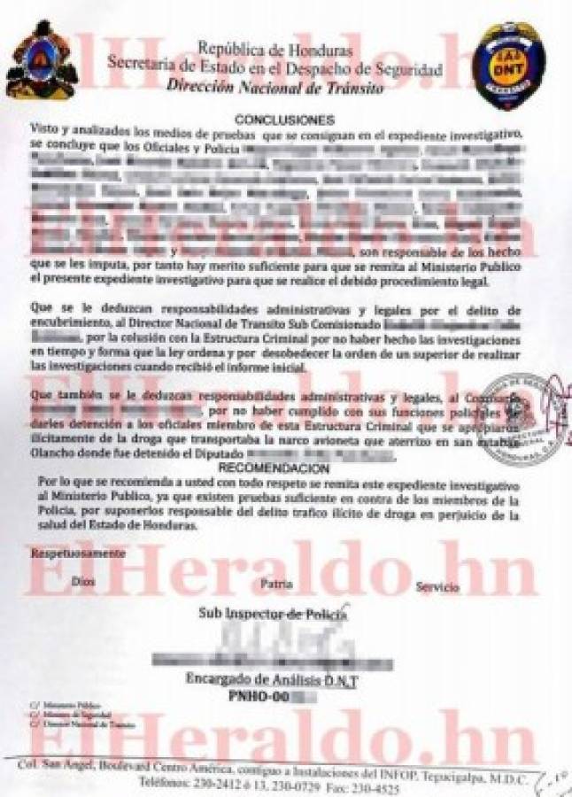 Banda de policías coordinó llegada de narcoavionetas a Honduras