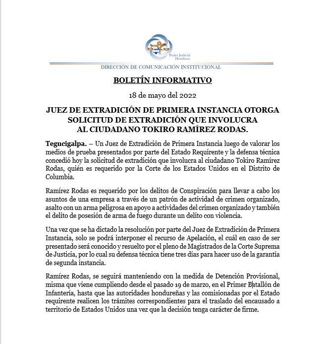 Juez otorga extradición del salvadoreño Tokiro Ramírez solicitado por EEUU
