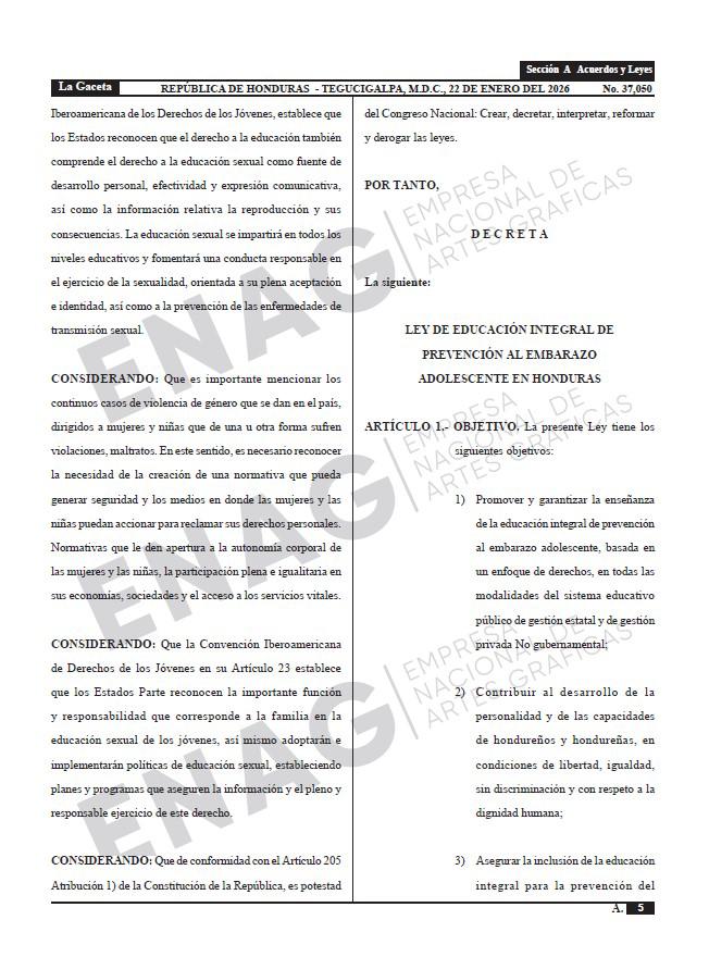 Esta es la publicación de la ley en La Gaceta.