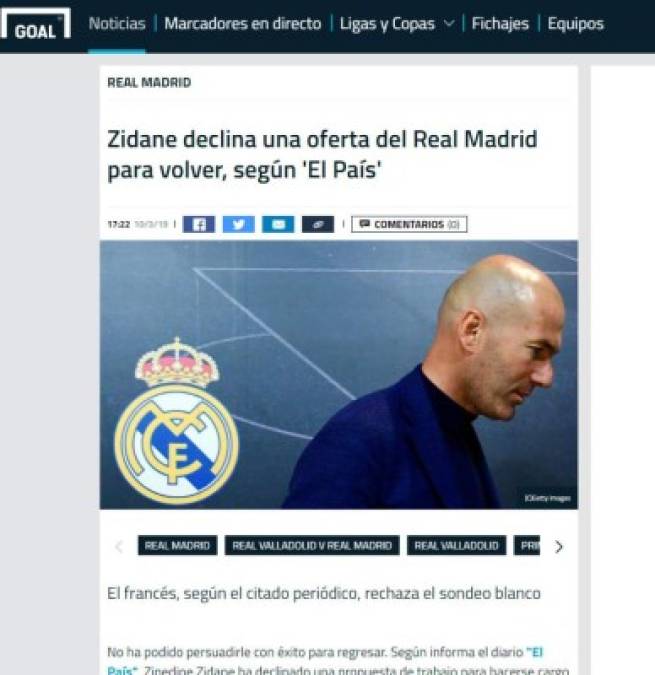 La llegada de Zinedine Zidane al Real Madrid hace eco en los medios deportivos del mundo