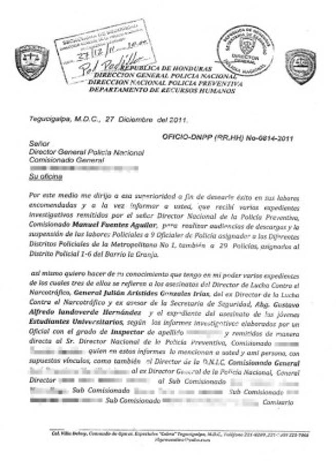 Oficiales y agentes de la policía vinculados en crímenes de alto impacto