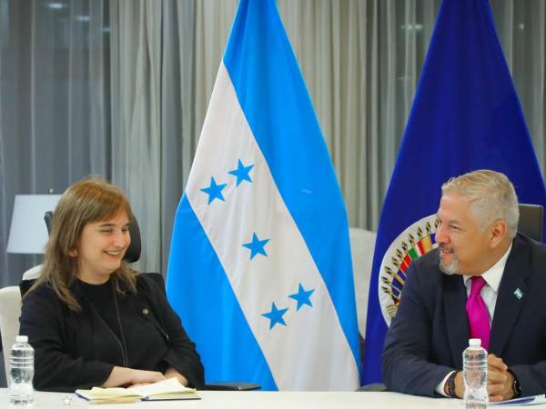 El canciller Enrique Reina y la comisionada Andrea Pochak, relatora de la CIDH en Honduras.