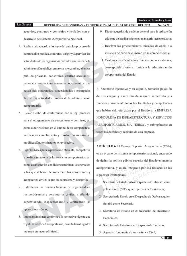 Crean el Servicio Aeroportuario Nacional para la administración de aeropuertos en Honduras