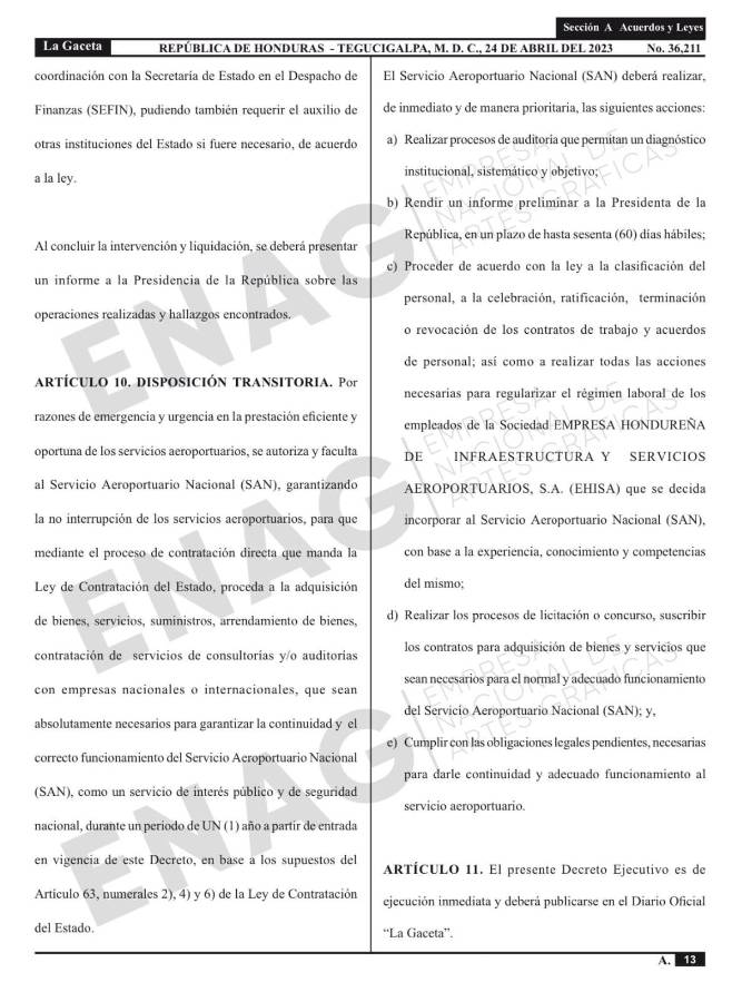 Crean el Servicio Aeroportuario Nacional para la administración de aeropuertos en Honduras