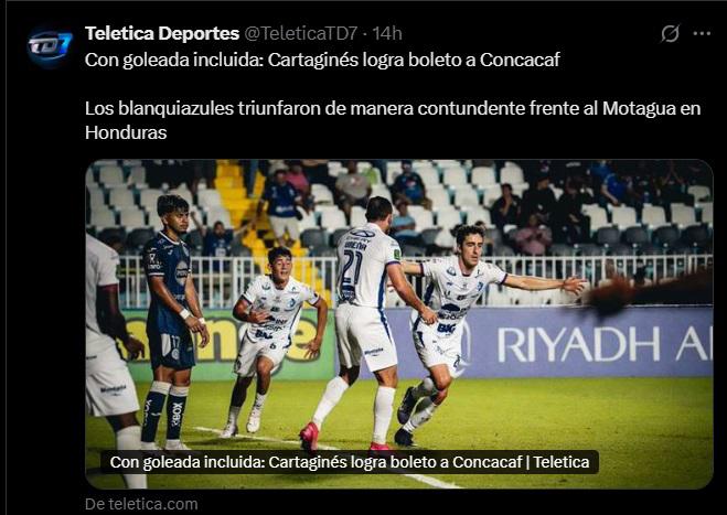 Lo que publicaron los medios de Costa Rica tras eliminación de Cartaginés a Motagua