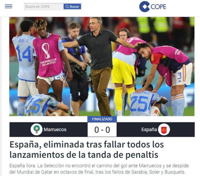 Decepción: prensa española critica fuertemente a Luis Enrique tras eliminación de La Roja
