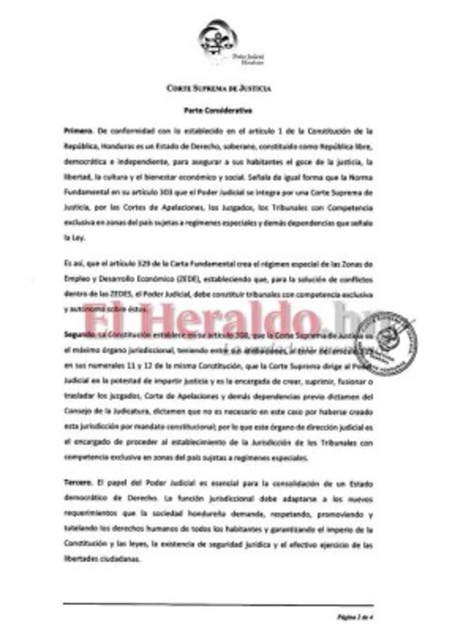 Parte del acuerdo CSJ-01-2021. Foto: El Heraldo