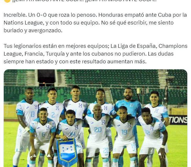 ”Penoso”, “conformistas”, “no estamos para competir”: prensa deportiva arremete contra Honduras tras empate ante Cuba