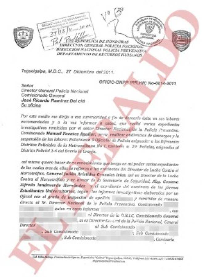Exjefes policiales sí conocieron informe sobre crimen del zar antidrogas