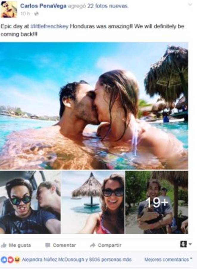 Actor Carlos Pena visita las bellas playas de Roatán