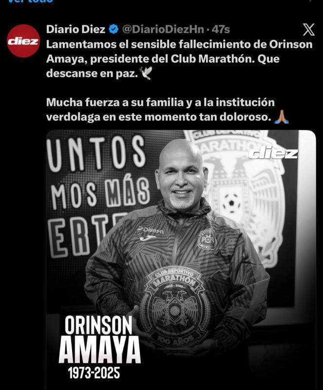 Rely Maradiaga se quiebra y lanza promesa tras la muerte de Orinson Amaya, presidente de Marathón