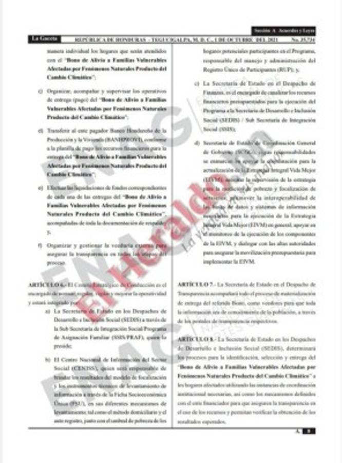 L 1,600 millones darán por 'bono climático' en Honduras