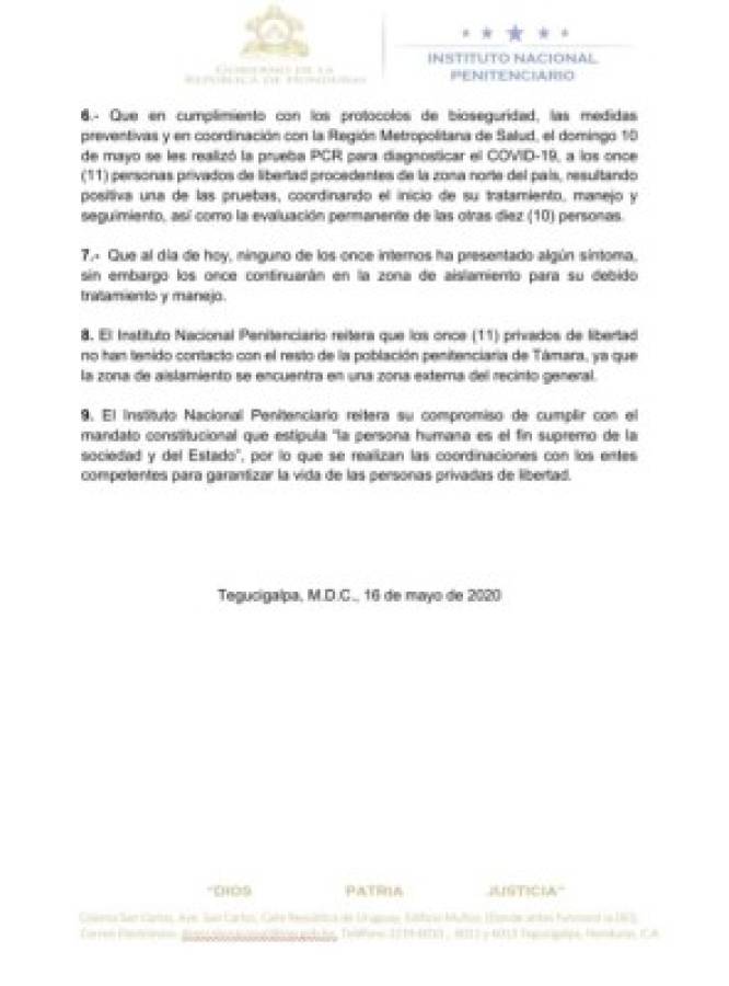 Un recluso dio positivo al Covid-19 en la cárcel de Támara