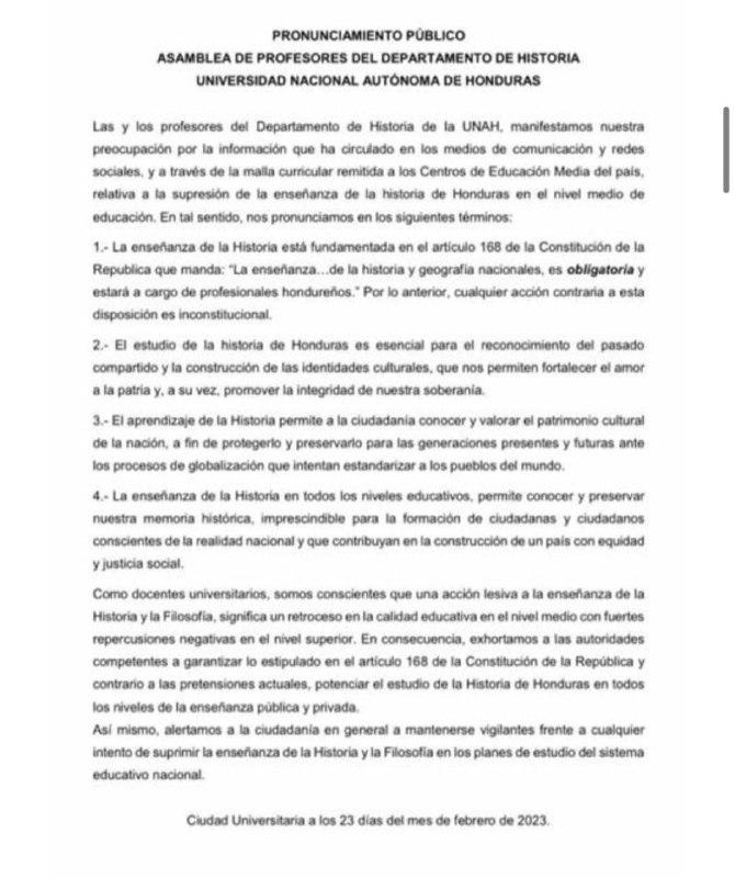 Continúan los rechazos a la exclusión de Historia y Filosofía en la malla curricular