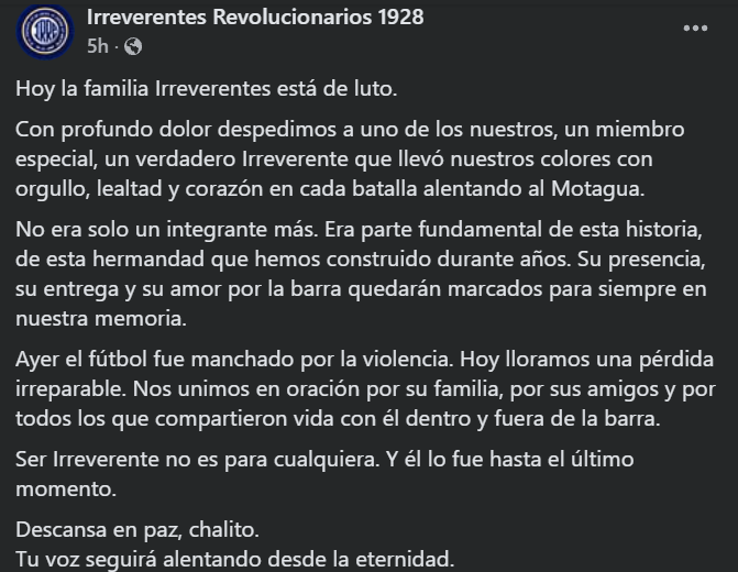 El cielo gana un ángel Serás eterno: Desgarradores mensajes tras muerte de barrista de Motagua