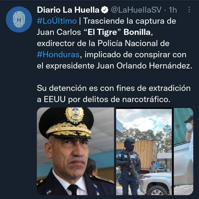 Así informa el mundo la captura del exdirector policial ‘El Tigre’ Bonilla