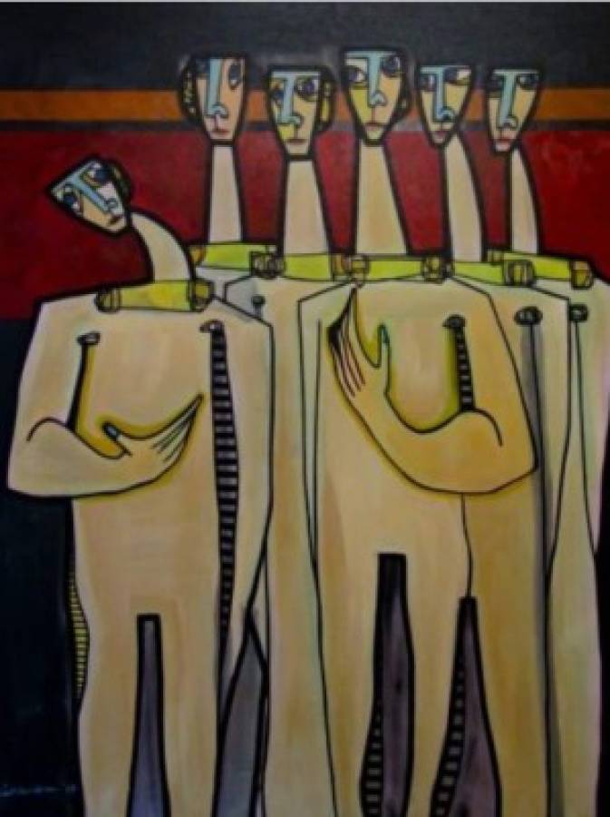 “Conversación” es el nombre de esta pintura.