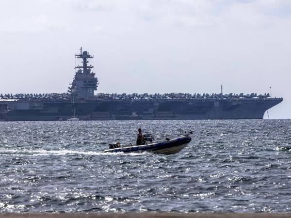 Fotografía de archivo del portaaviones nuclear estadounidense USS Gerald R. Ford.
