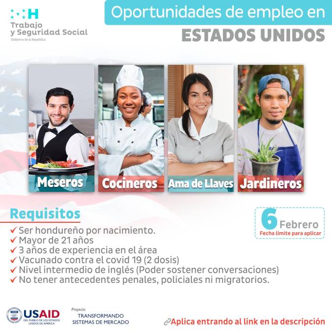 Empleos y requisitos para hondureños que quieran trabajar legalmente en Estados Unidos