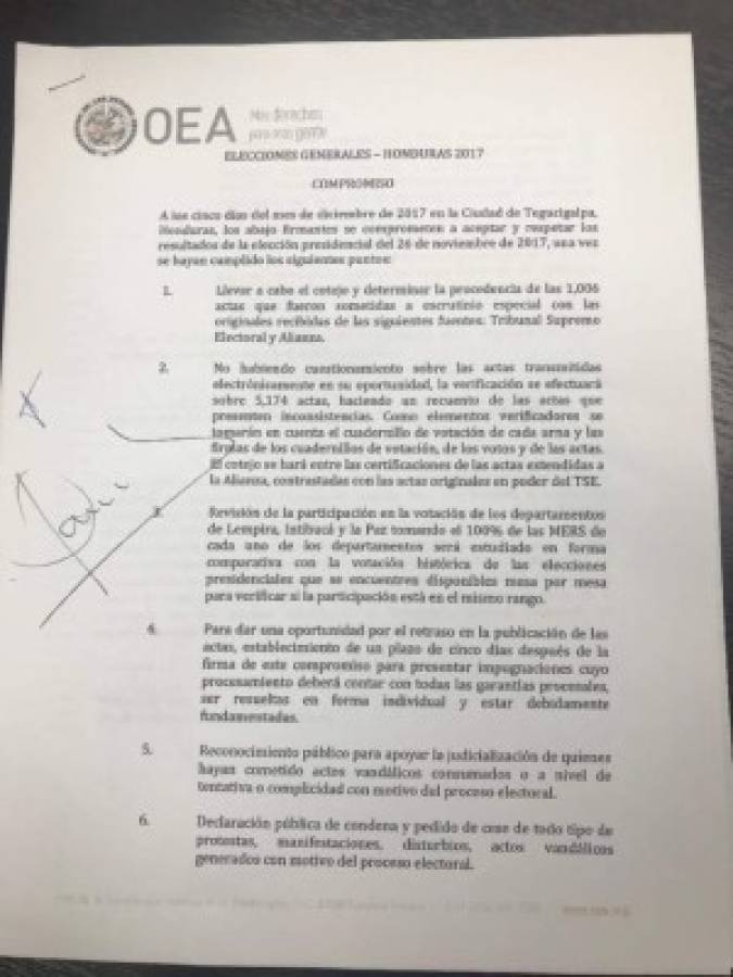 Nuevo documento emitido por la OEA para superar la crisis en Honduras