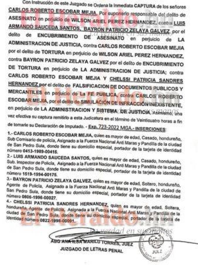 Agentes acusados por la muerte de Wilson Pérez se entregan tras librarles orden de captura