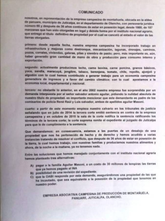 Denuncia procesos legales contra campesinos por exigir derecho a la tierra