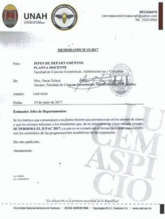 Este es el documento que genera preocupación a la comunidad estudiantil.