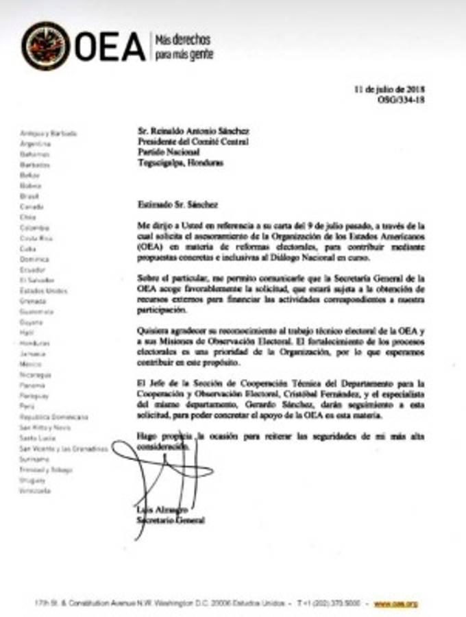 OEA dará asesoría para impulsar las reformas electorales