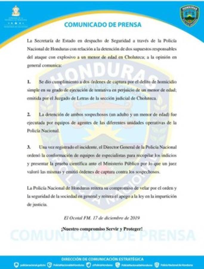 Policía Nacional se pronuncia sobre sospechosos de lanzar explosivo a Wilson Berríos