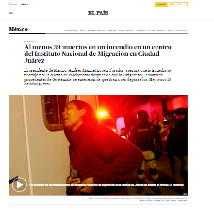“Tragedia”: así informa el mundo la muerte de migrantes en un incendio en México