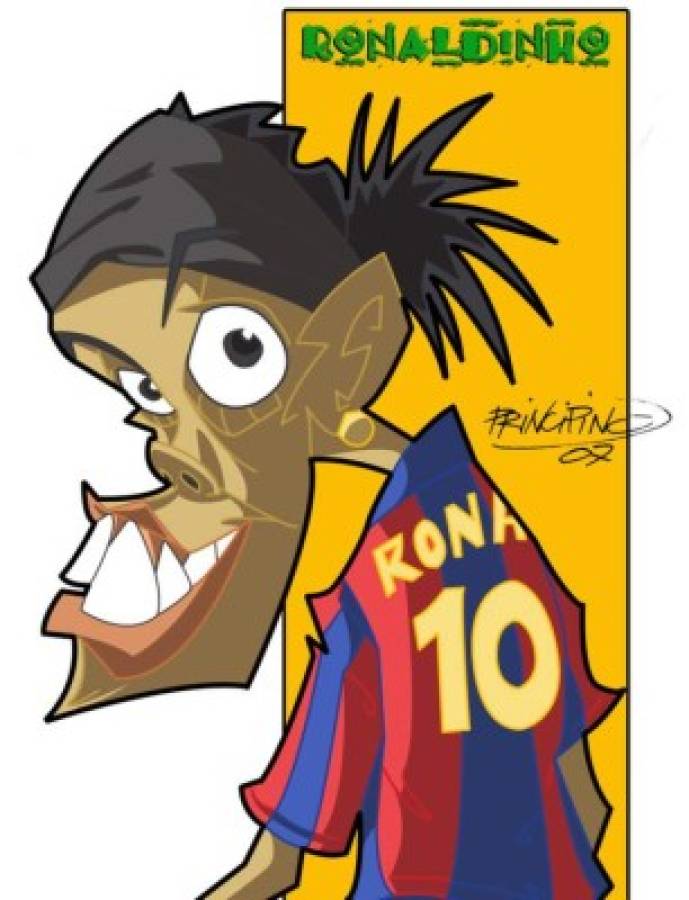 Te presentamos las caricaturas más extremas de Ronaldinho previo a su llegada a Honduras