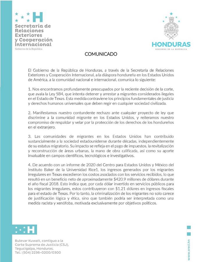 Cancillería preocupada por Ley SB4 que atenta contra migrantes irregulares en Texas