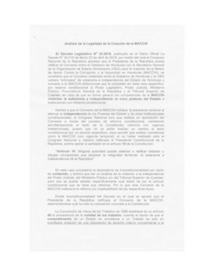 Análisis de la Legalidad de la Creación de la Maccih