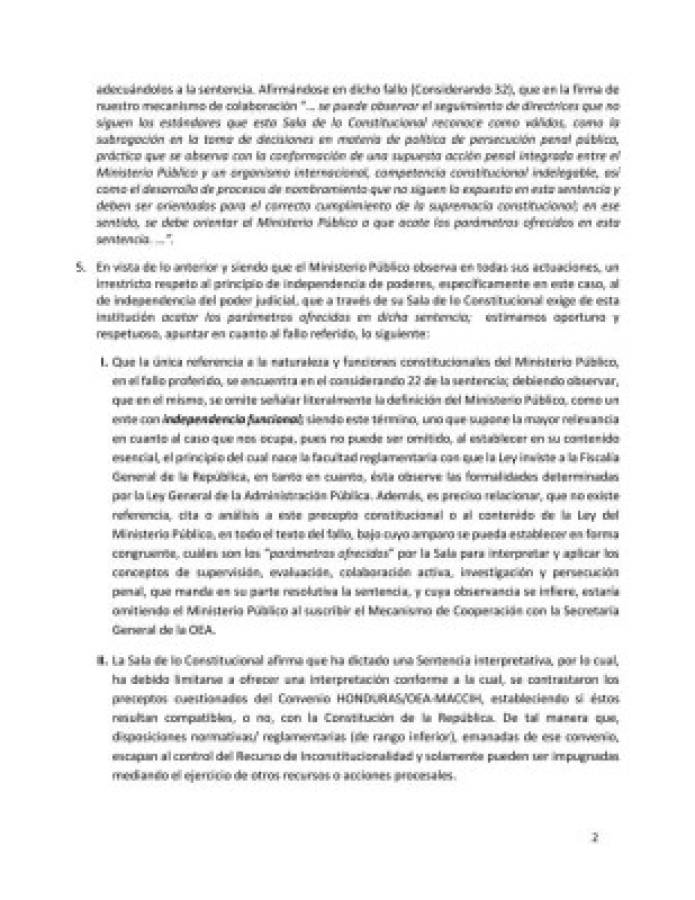 Postura del Ministerio Público tras fallo de la Corte es atinado