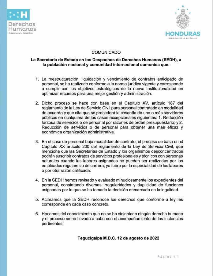 Organismos expresan preocupación por despidos masivos en la Secretaría de Derechos Humanos