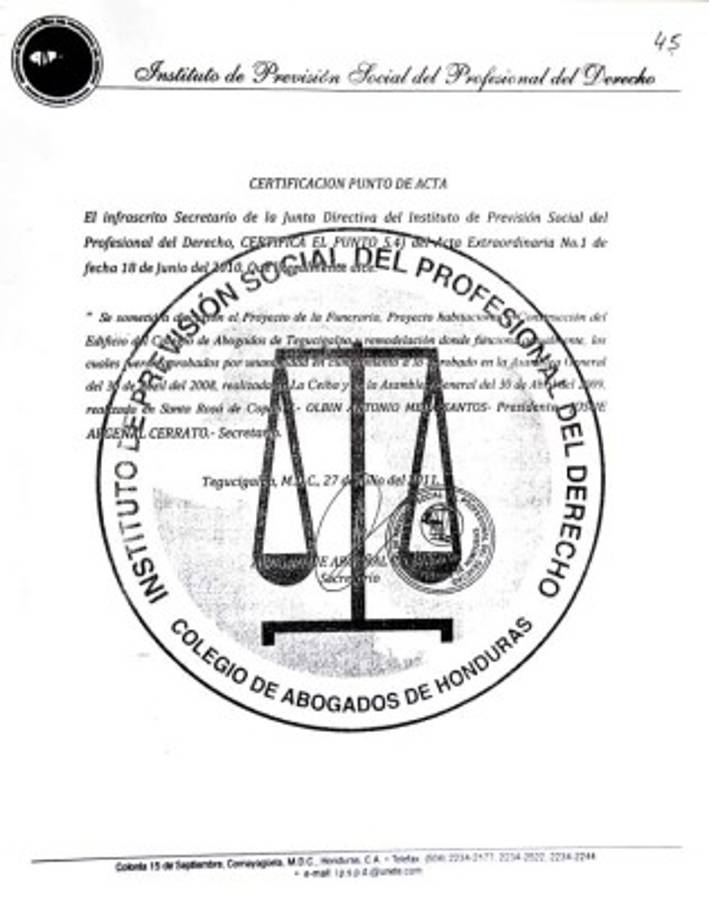 Inversiones por L 131 millones perjudicaron patrimonio del Colegio de Abogados de Honduras