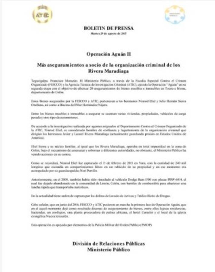 Este es el comunicado emitido por el Ministerio Público la mañana de este martes.