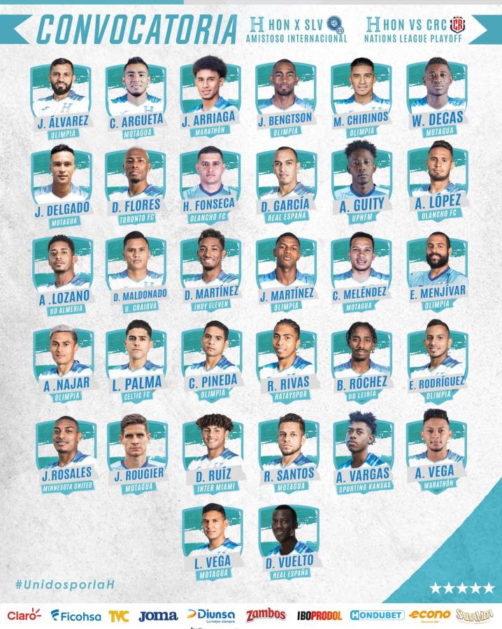 Convocatoria de Honduras para juego ante Costa Rica por repechaje de Copa América