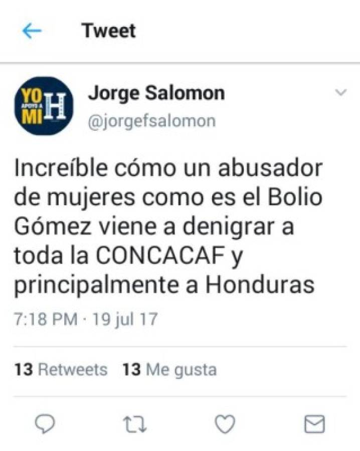 Este es el tuit que publicó Jorge Salomón y que posteriormente eliminó.