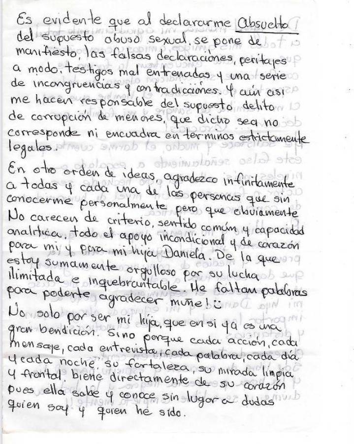 “Mi hija sí es víctima, pero no de mí”: La carta de Héctor Parra tras condena a 10 años de prisión