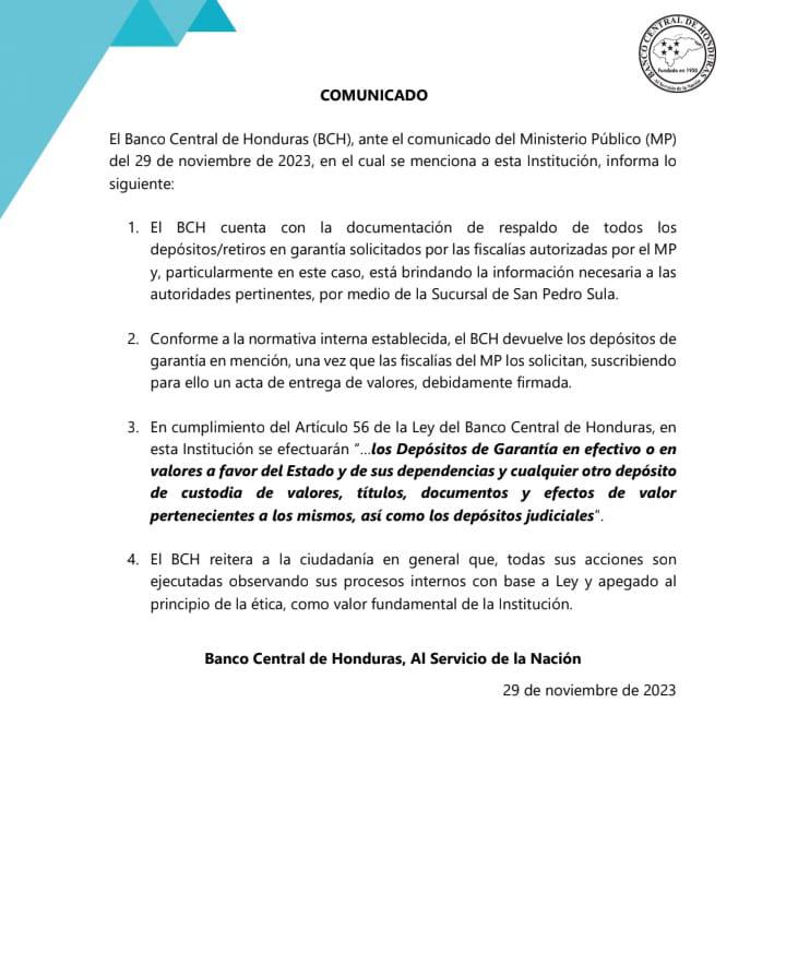 BCH sobre captura de fiscal Francia Medina: “Hay documentación de retiros”