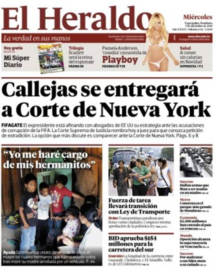 El pasado miércoles Diario El Heraldo publicó la salida de Callejas hacia Estados Unidos.