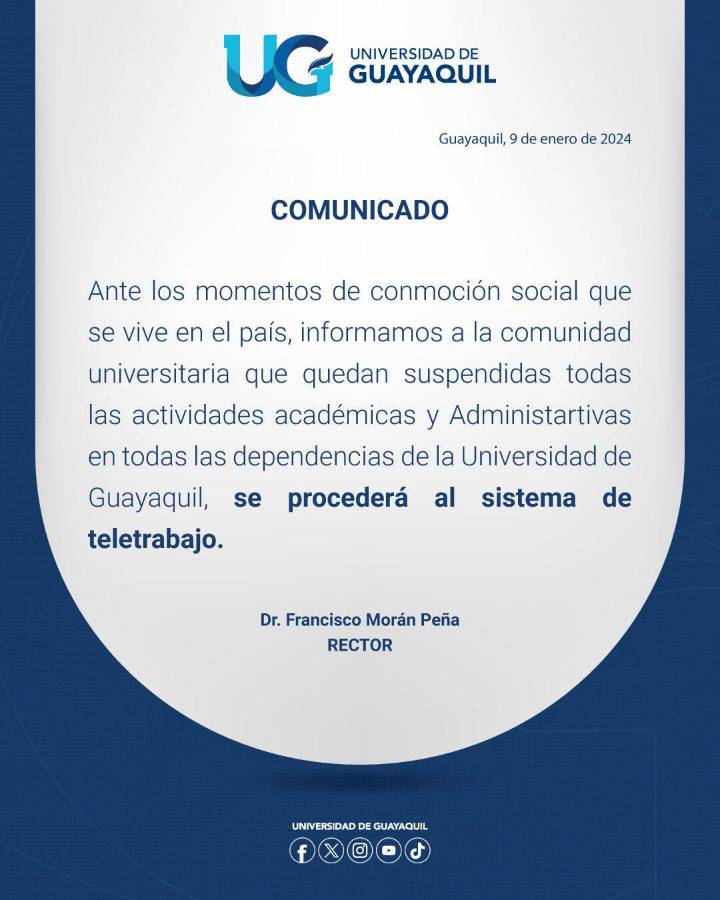 Hombres armados ingresan a la Universidad de Guayaquil y secuestran alumnos